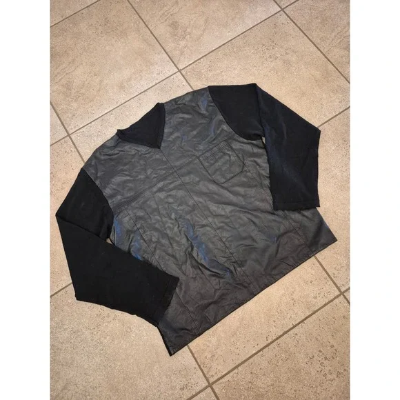 LANVIN Paris Leather-Front - Virgin Wool Sweater Back - V-Neck - XL